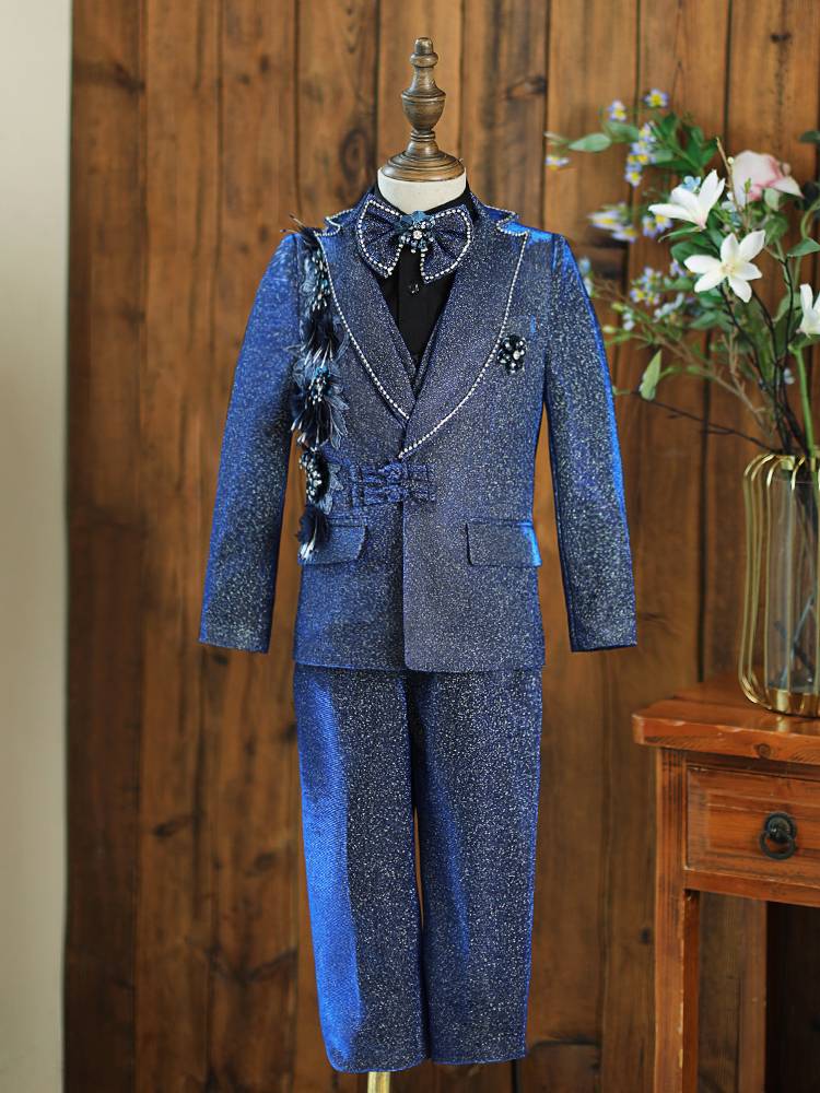 Children's suit set Boys 2024 new models catwalk new Chinese stage tide host piano performance service
