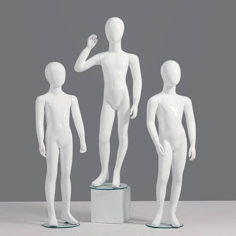 Children's model props full body children's clothing store Bright white glass reinforcement reinforcement child child test clothes fake human body sitting shelf