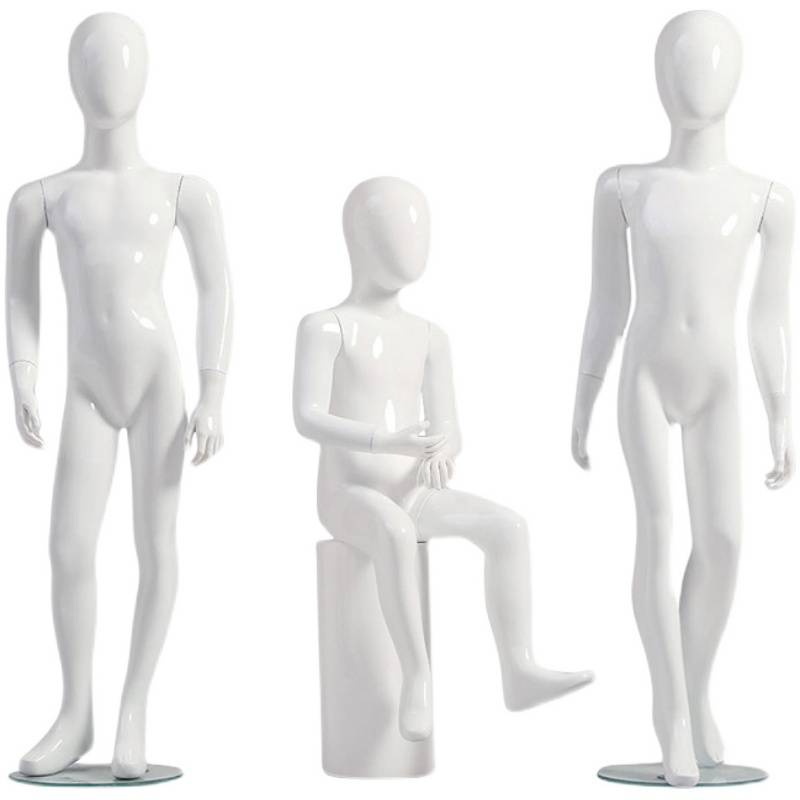 Children's model props full body children's clothing store Bright white glass reinforcement reinforcement child child test clothes fake human body sitting shelf