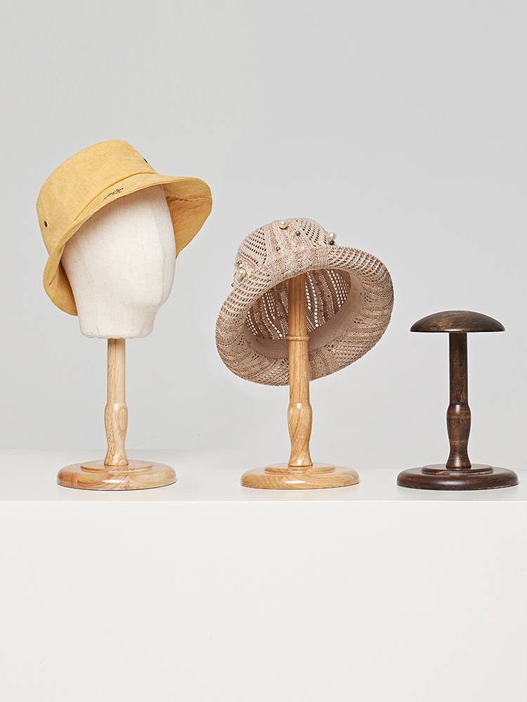 Hat standing hat rack clothing shop hat shelf supporting household clothing solid wood hat shop window head mold display rack