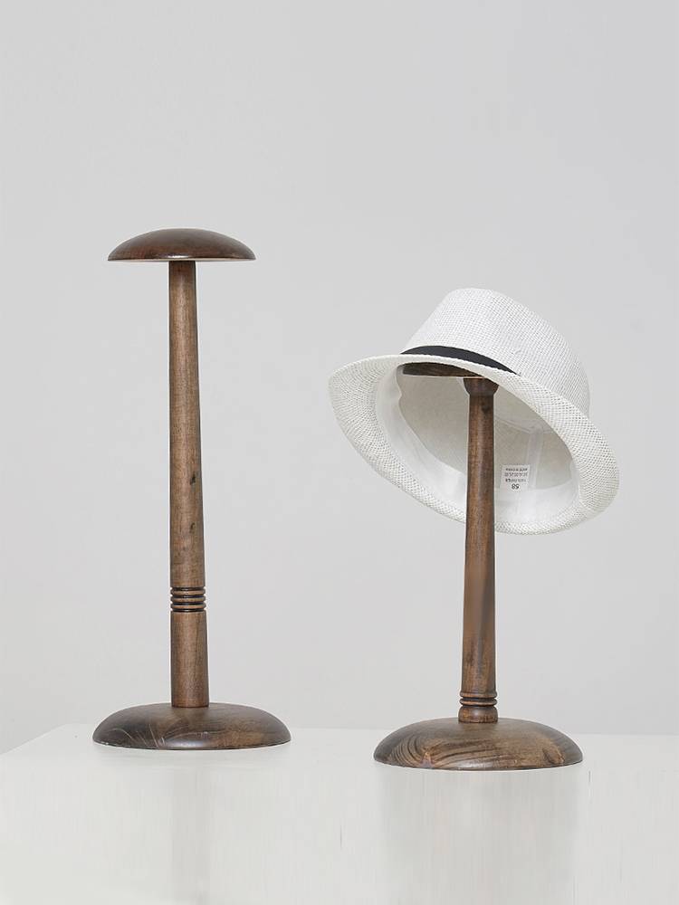 Hat standing hat rack clothing shop hat shelf supporting household clothing solid wood hat shop window head mold display rack