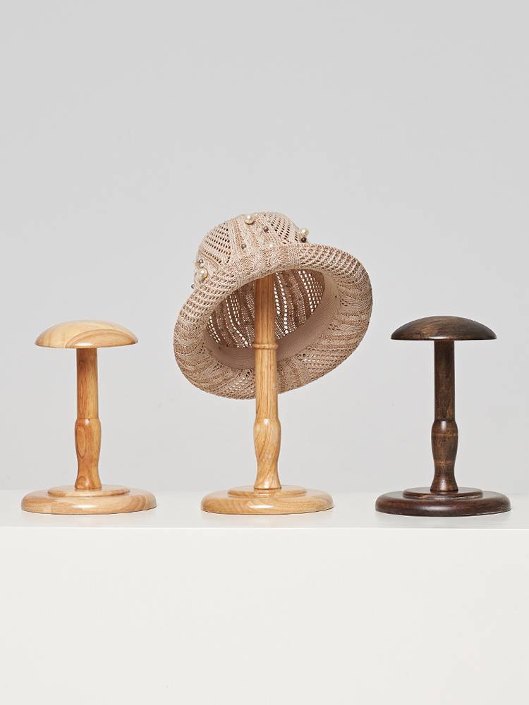 Hat standing hat rack clothing shop hat shelf supporting household clothing solid wood hat shop window head mold display rack