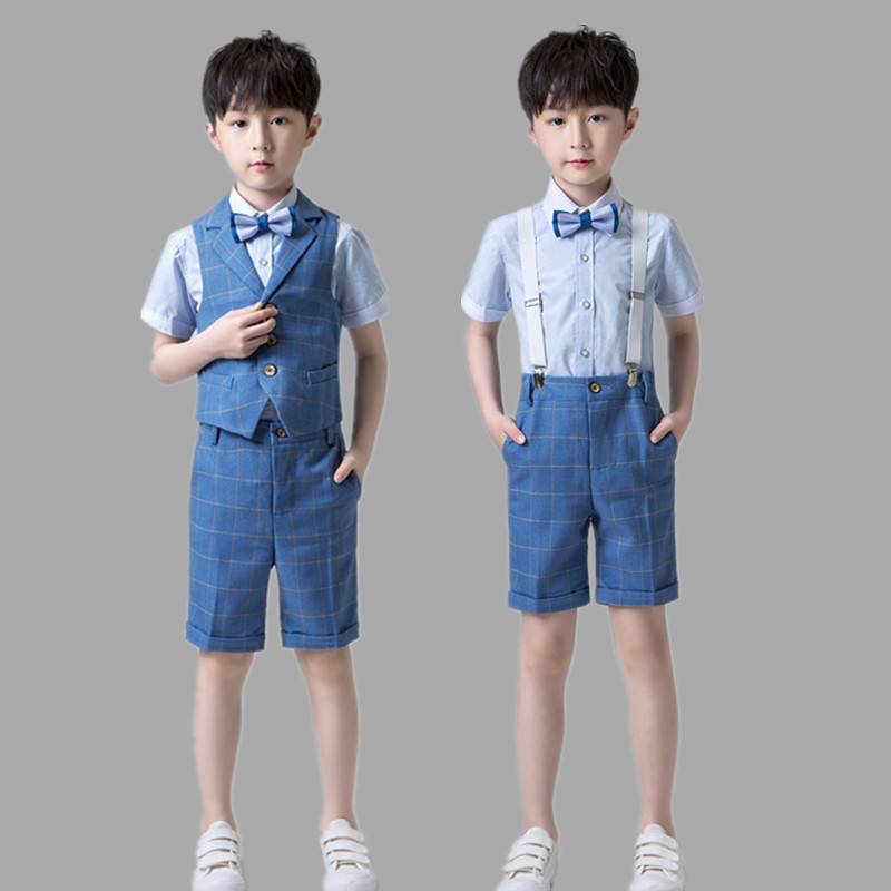 Boys short -sleeved small suit suit Summer host piano performance dress Liuyi Children's Day performance clothing