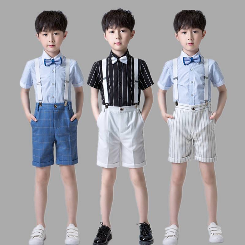 Boys short -sleeved small suit suit Summer host piano performance dress Liuyi Children's Day performance clothing