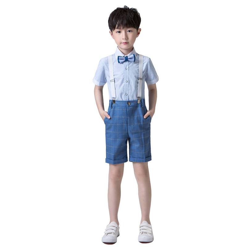 Boys short -sleeved small suit suit Summer host piano performance dress Liuyi Children's Day performance clothing