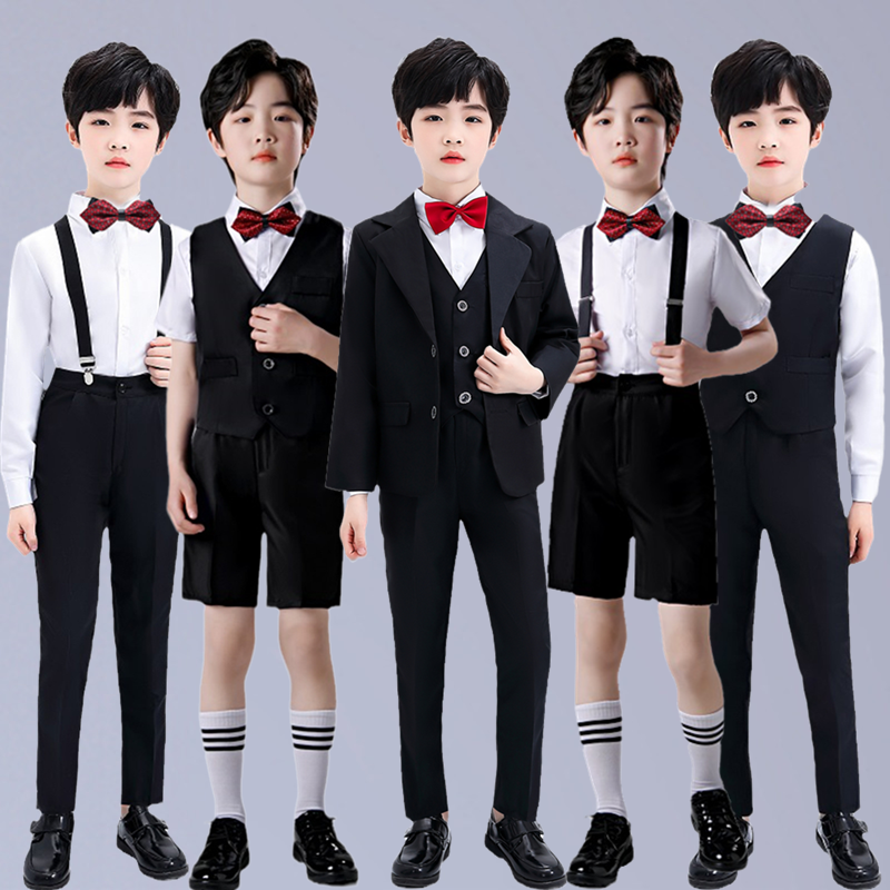 Boys suit suit flower girl dress back pants piano performance chorus recitation kindergarten graduation performance service