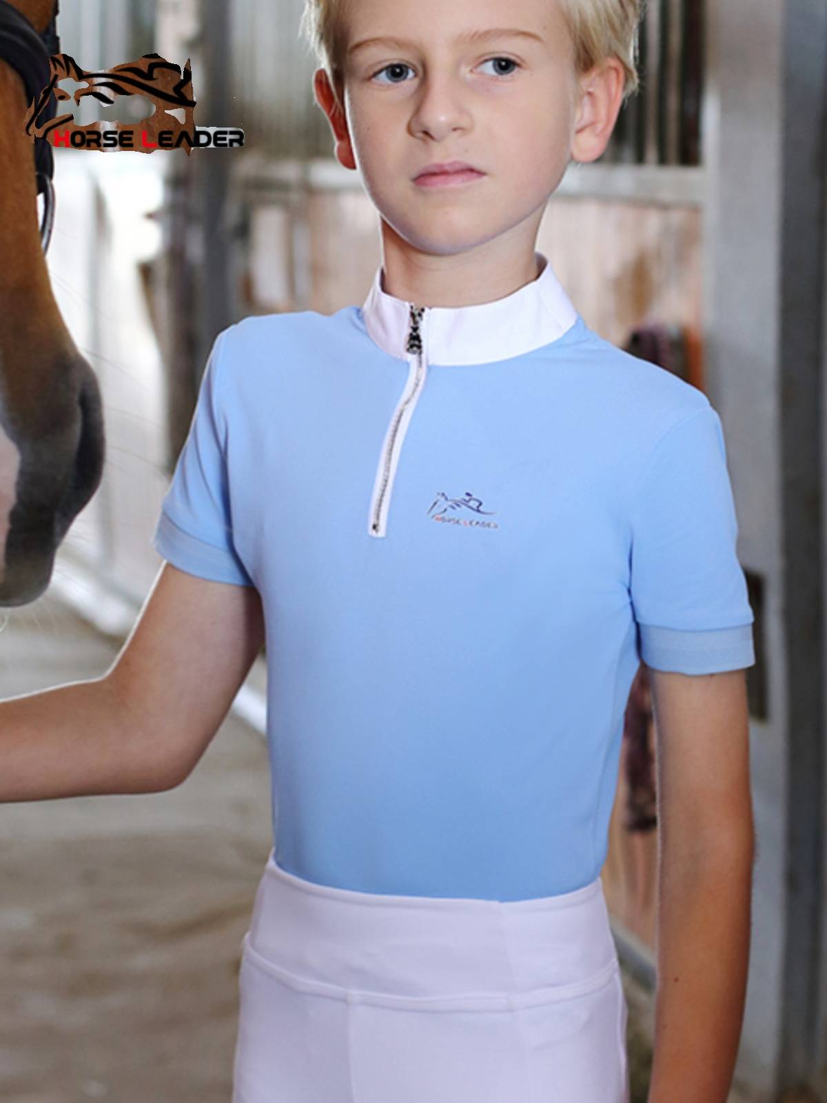 Summer Children's Equestrian T -shirt Import Speed -dry Riding T -shirt Short -sleeved POLO Shirt Equestrian Boy Boys