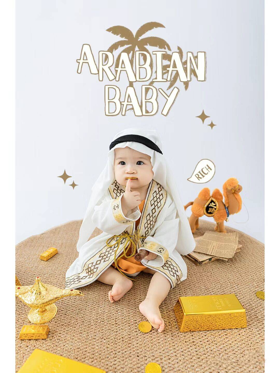 Children's photography theme Costume hundred days old Arab prince Prince Qatar photo photo photo clothes