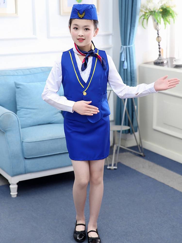 Children's Air Sister Captain Uniform Pilot Set Aviation Airlines Performance Service Kindergarten Air Performance Service