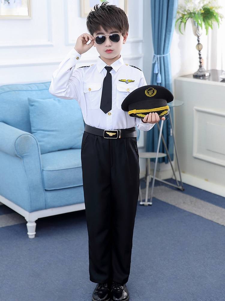 Children's Air Sister Captain Uniform Pilot Set Aviation Airlines Performance Service Kindergarten Air Performance Service