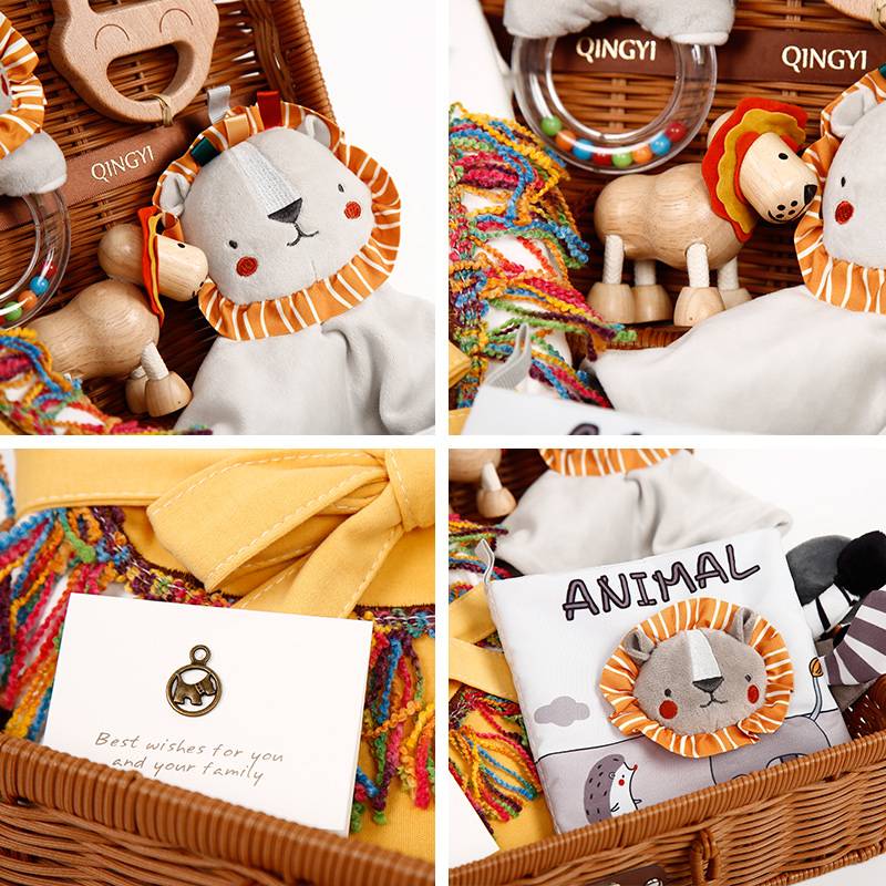 Newborn baby soothing toy gift full moon baby giving gift box gift box lion set year old gift
