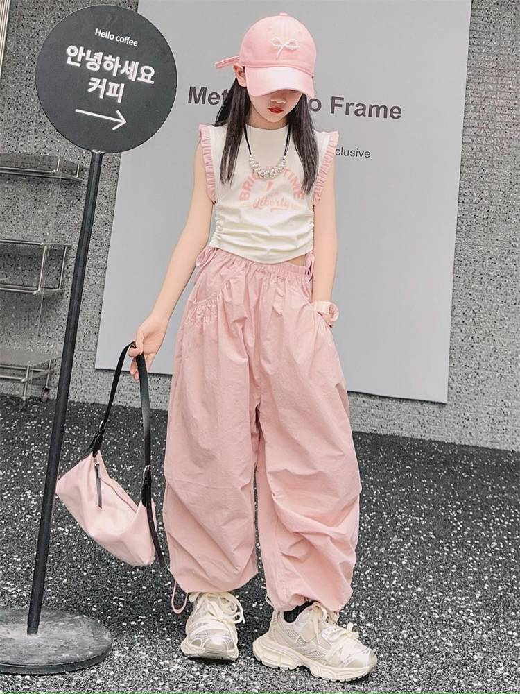 Jazz dance girl clothing summer children Jazz dance set sweet cool wind flying sleeve sleeve bundle workpiece pants