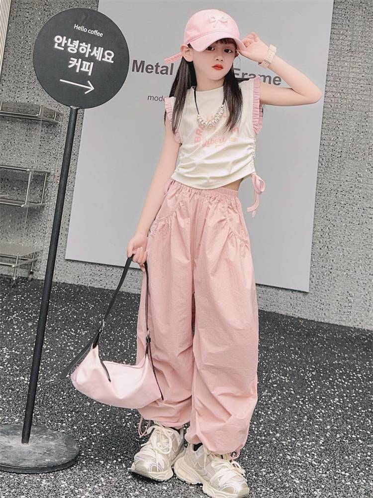 Jazz dance girl clothing summer children Jazz dance set sweet cool wind flying sleeve sleeve bundle workpiece pants