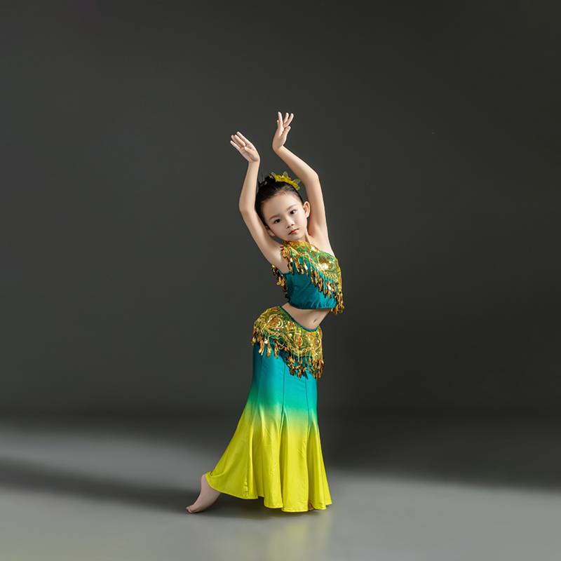 Children's Dai Dance Performance Clothing Performance Dressing Fish Tail Skirt Female Adult Active Art Test Peacock Dance