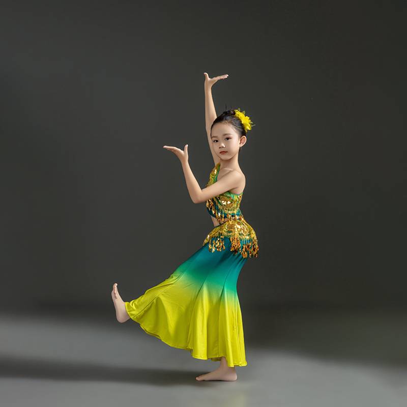 Children's Dai Dance Performance Clothing Performance Dressing Fish Tail Skirt Female Adult Active Art Test Peacock Dance