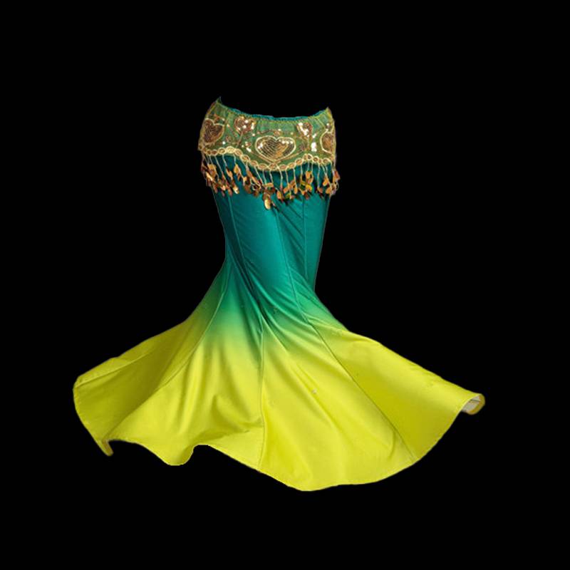 Green Gradient Yellow Gold Smear Single dress