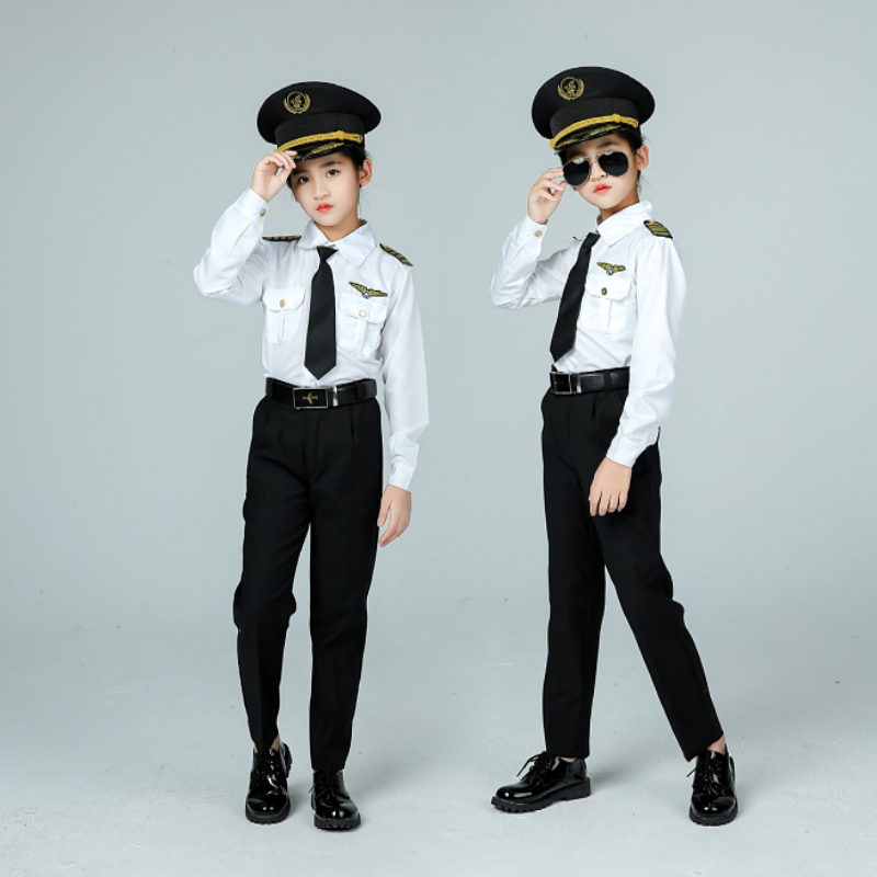 Summer camp Children ’s Air Sister Air Captain Uniform Men’ s Airlines Performing Press PV Professional Student Set