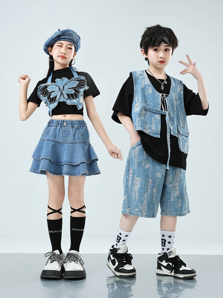 Children's street dance service summer boys hip -hop performance service girl jazz dance show show show tidal shelter drum butterfly