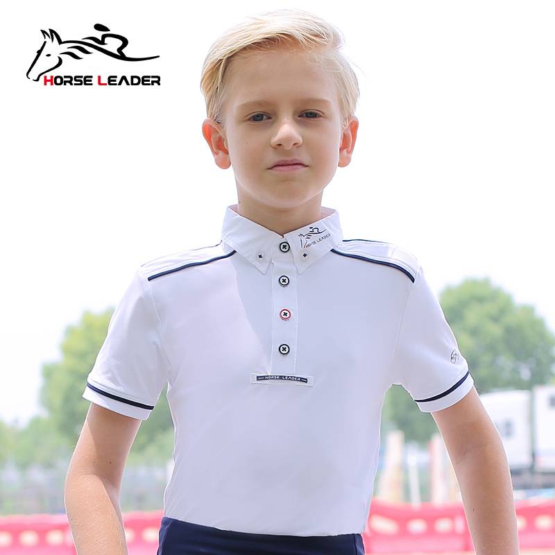 Xia Children's Equestrian Clothing Set Equestrian T -shirt Male Riding Equipment Short -sleeved Knight Clothing Women's Competition Polo shirt