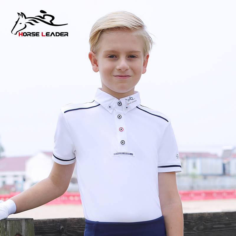 Xia Children's Equestrian Clothing Set Equestrian T -shirt Male Riding Equipment Short -sleeved Knight Clothing Women's Competition Polo shirt