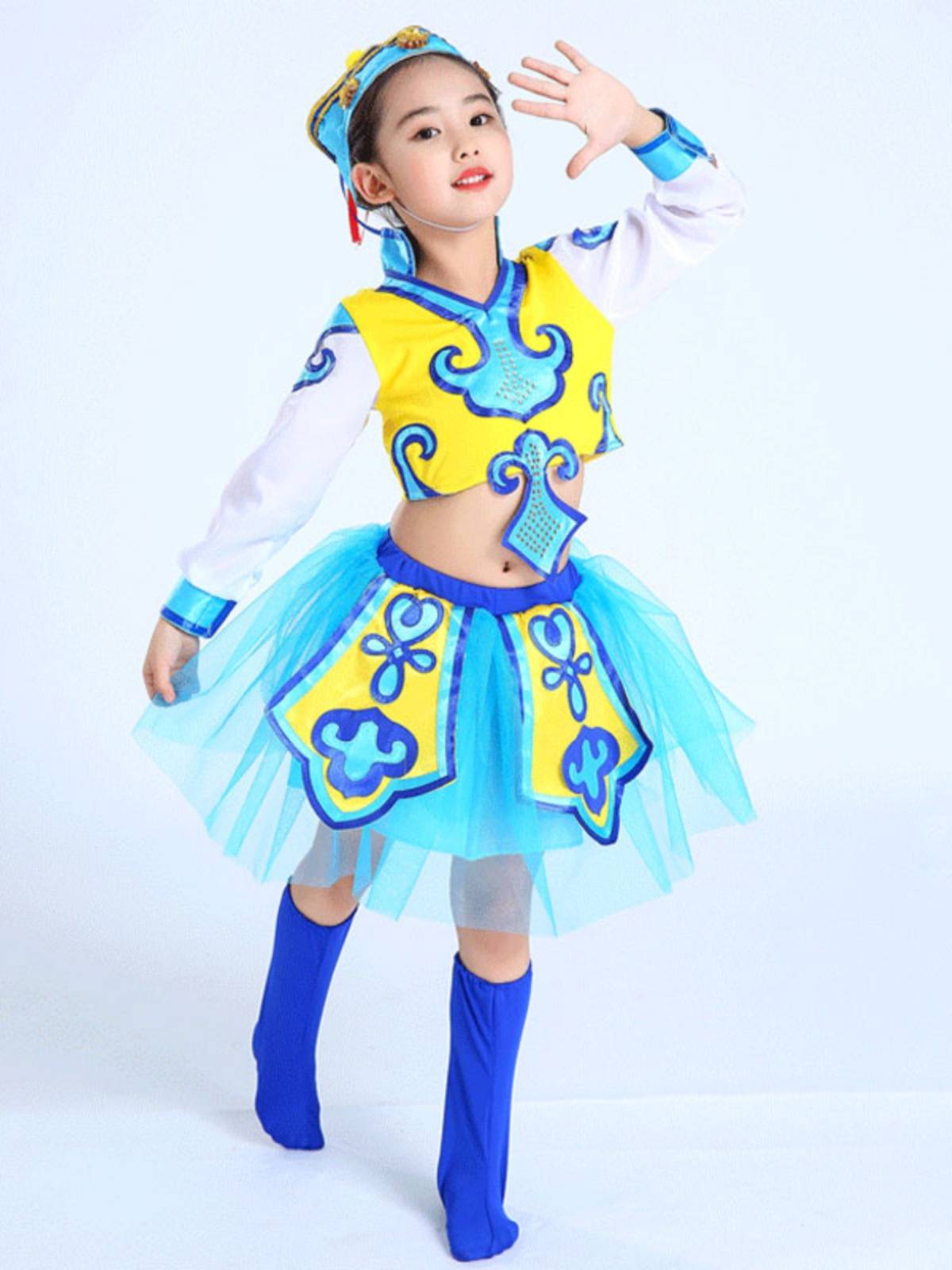 New Horseshoe Da Da Children's Performance Services Mongolian Girls' Chopsticks Dance Server Mongolian Dance Dance Skirt
