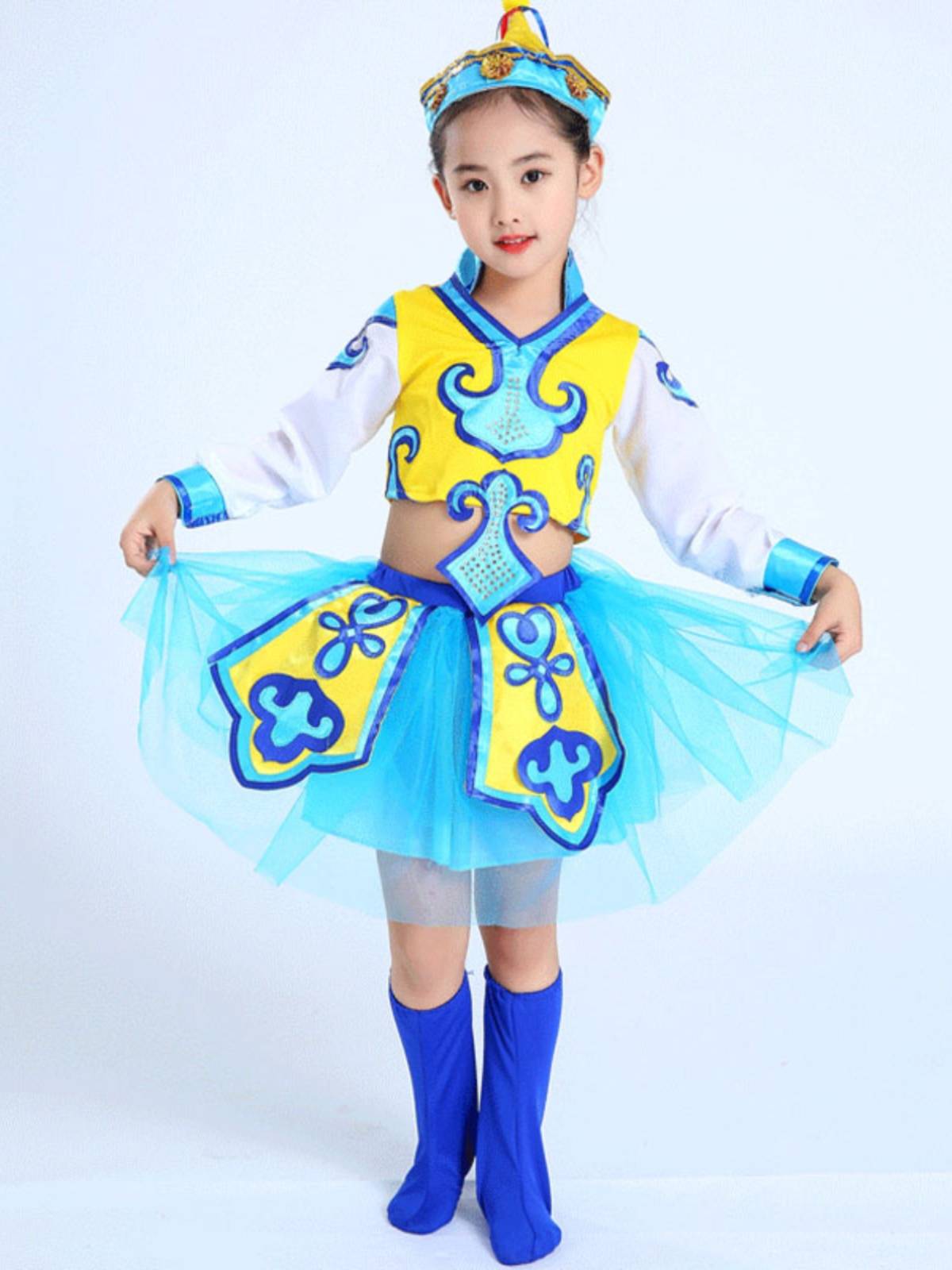 New Horseshoe Da Da Children's Performance Services Mongolian Girls' Chopsticks Dance Server Mongolian Dance Dance Skirt