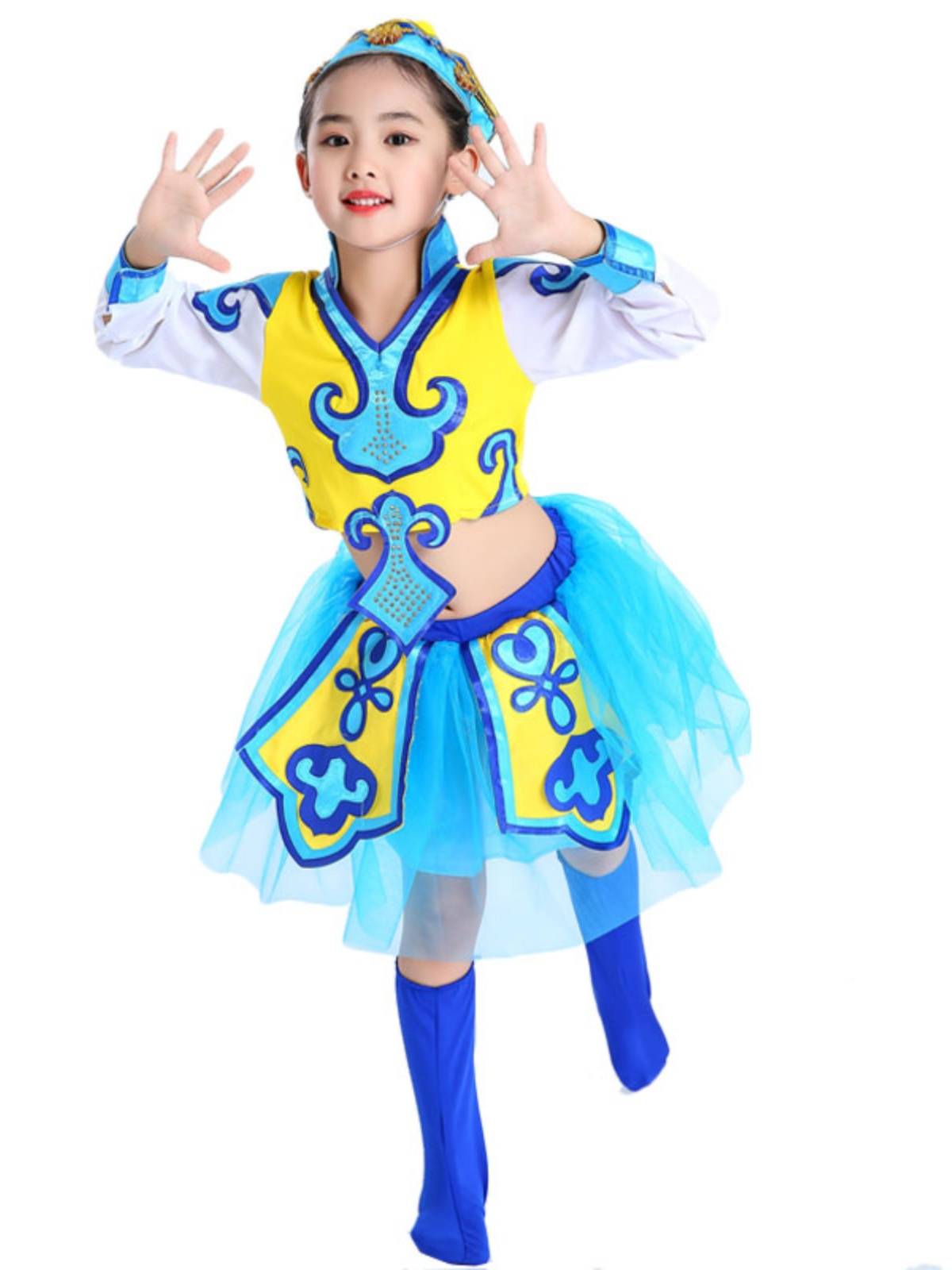 New Horseshoe Da Da Children's Performance Services Mongolian Girls' Chopsticks Dance Server Mongolian Dance Dance Skirt