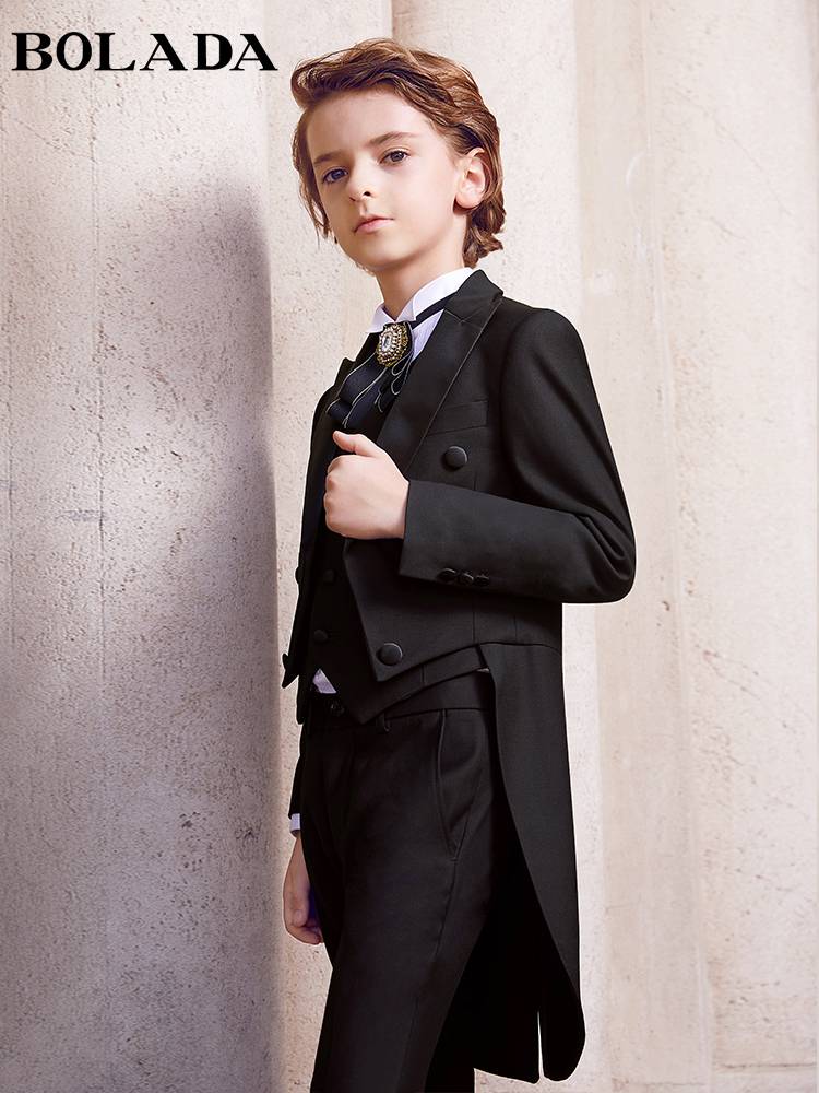 Boys Swallowtail Set Children's suit Dress British handsome host Watching Piano Performance Services Summer