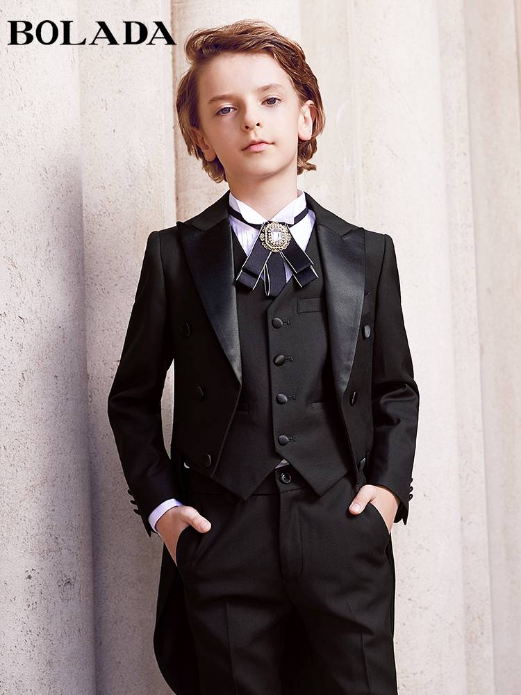 Boys Swallowtail Set Children's suit Dress British handsome host Watching Piano Performance Services Summer