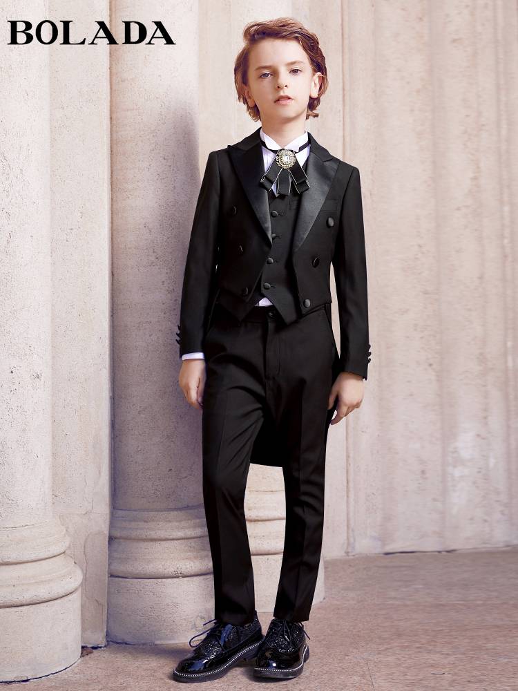 Boys Swallowtail Set Children's suit Dress British handsome host Watching Piano Performance Services Summer