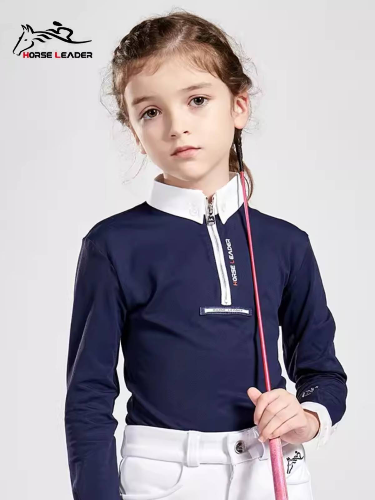 HorseLeader Children's Equestrian Sleeve T -shirts Spring and Summer Farming Ride -ups -and -drying Equestnically Equestnium Clothing