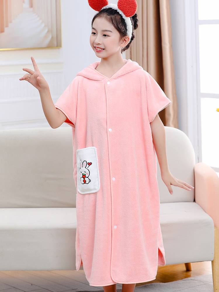 Children's bath towel cloak with hat absorption non -pure cotton baby bathrobe can wear male and female children's special swimming fast dry summer