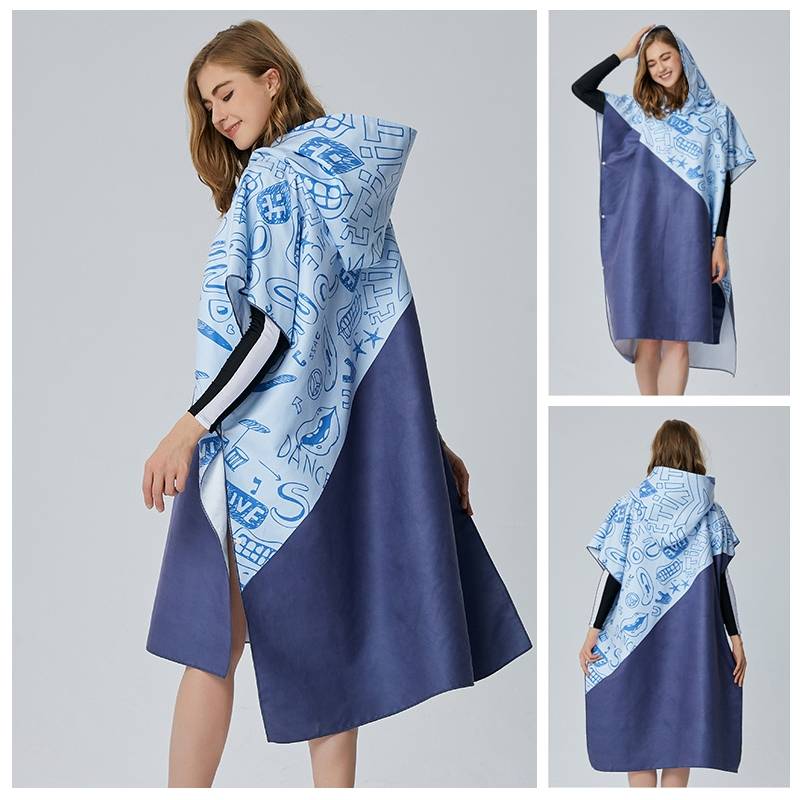 Swimming bath towel fast dry water absorption beach sunscreen changing bathrobe skin, water absorption hot spring cloak, convenient men and women universal
