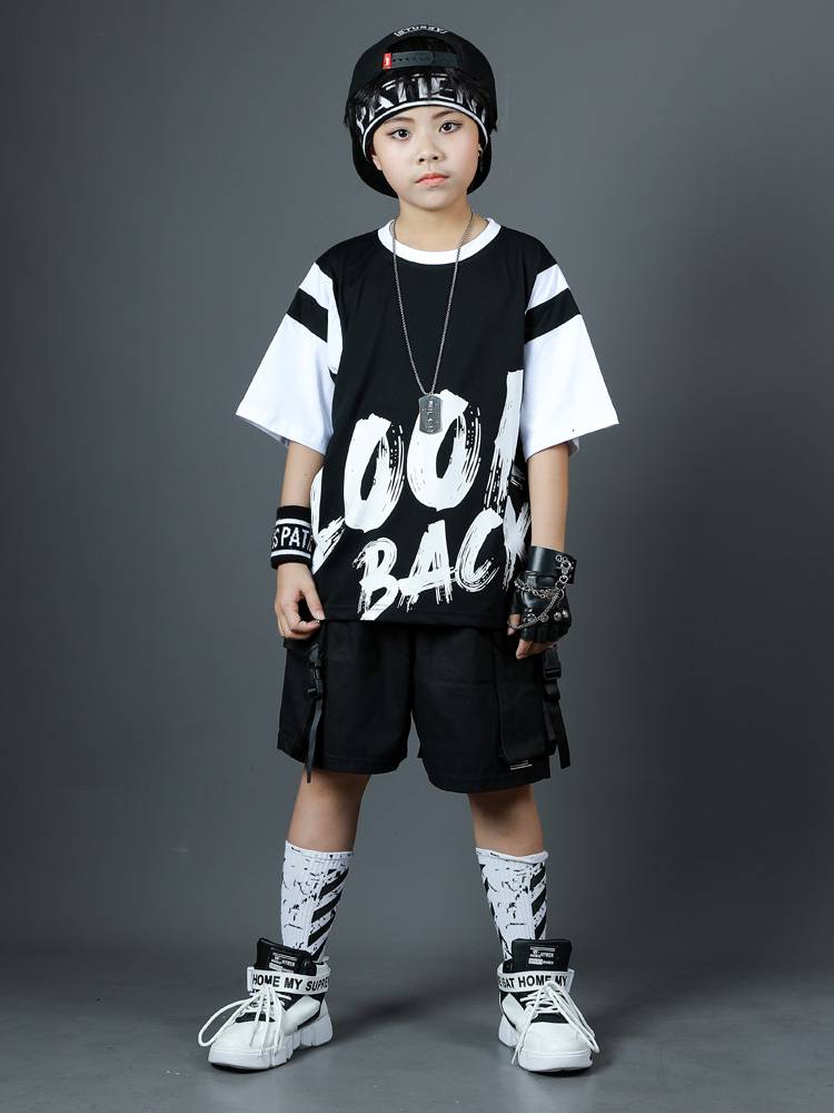 Liuyi Children's Street Dance Tide Clothing Set Boys Hip Hop Jazz Dance Performance Shelf Drives Show Performance Clothing Summer