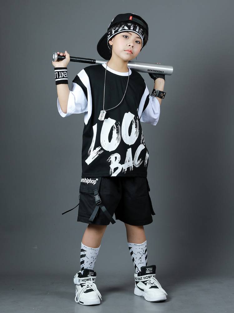 Liuyi Children's Street Dance Tide Clothing Set Boys Hip Hop Jazz Dance Performance Shelf Drives Show Performance Clothing Summer