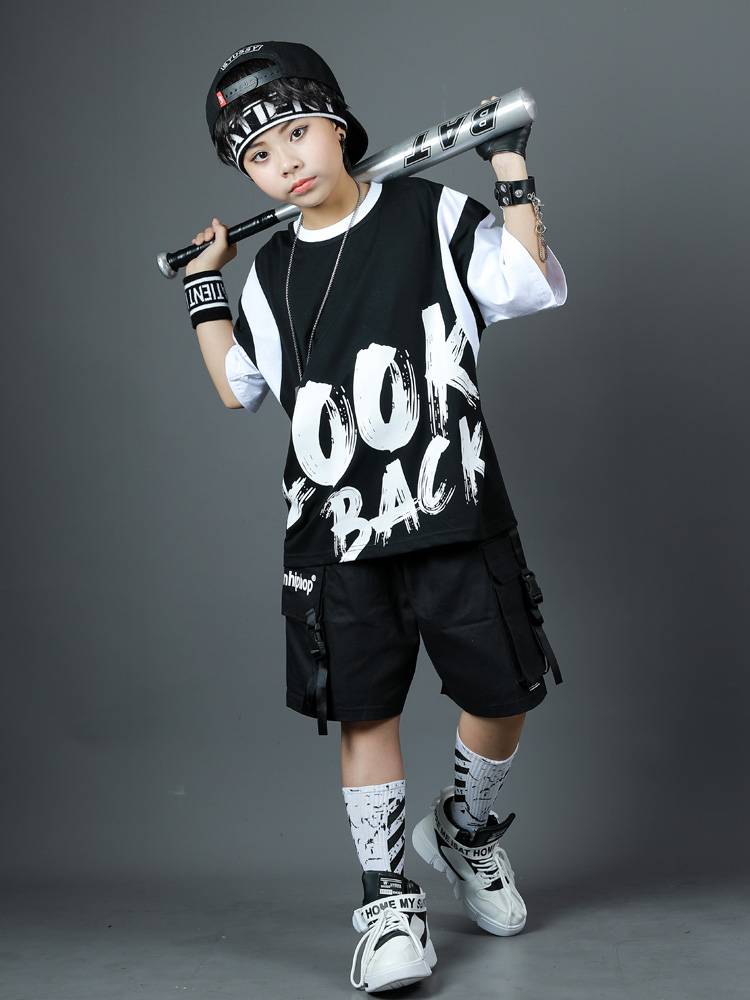Liuyi Children's Street Dance Tide Clothing Set Boys Hip Hop Jazz Dance Performance Shelf Drives Show Performance Clothing Summer
