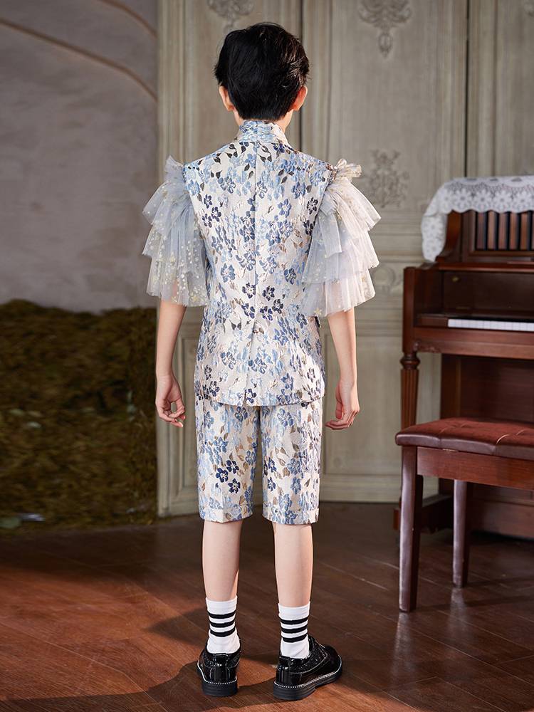 Children's suit set 2024 boys' high -end dress handsome flower girl suits to host piano performance clothes summer