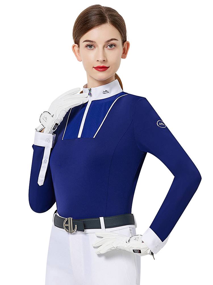 Horse Leader mesh Eye Eye T -shirt adult thin long -sleeved horse riding women's top collar collar equipment