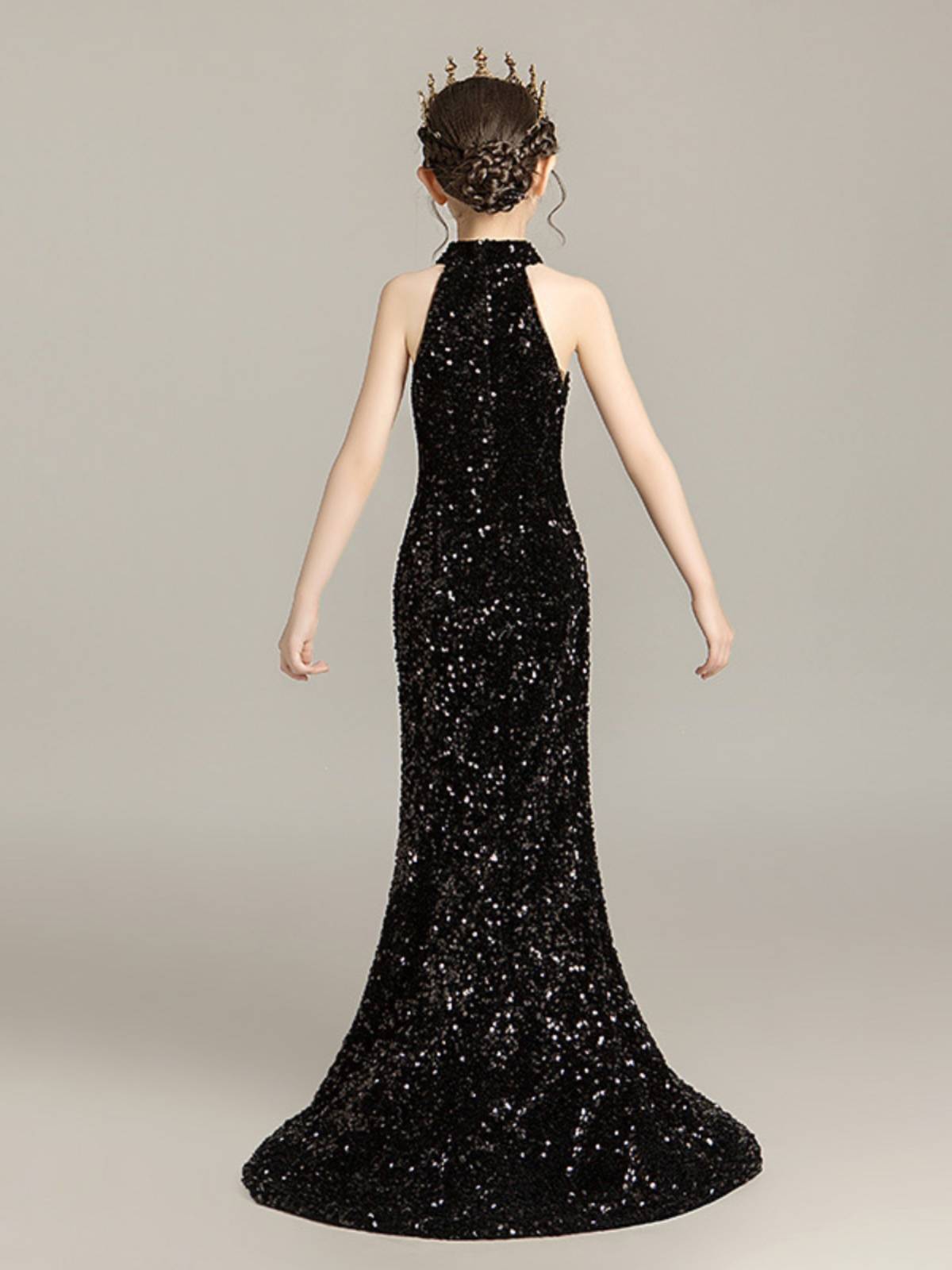 Children host piano performance dress Girls perform high -end models, show show mermaid evening dresses