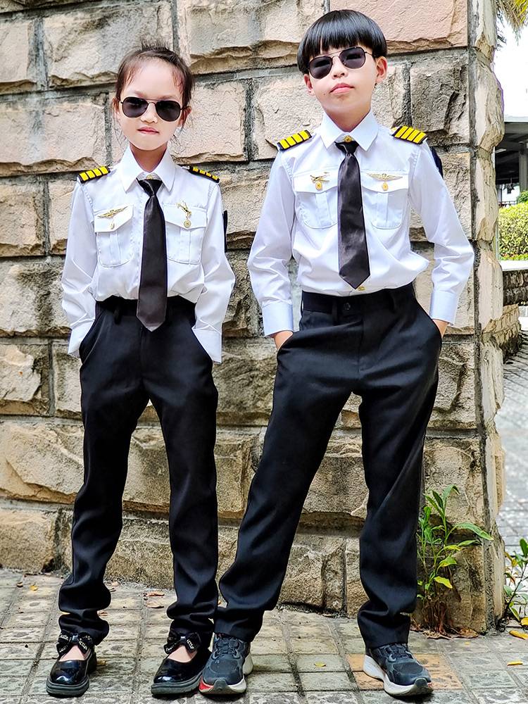Children Captain Air Sister Air Young Costume Girl Pilot Uniform Boys Children Children's Captain Fashion Performance Service