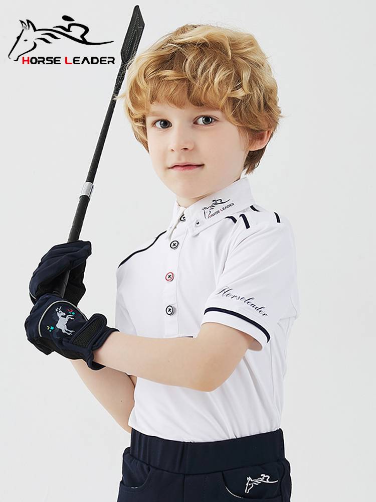 HorseLeader Summer Children's Equestrian T -shirt Riding Equipment with Short -sleeved Knight Clothing Competition Polo shirt