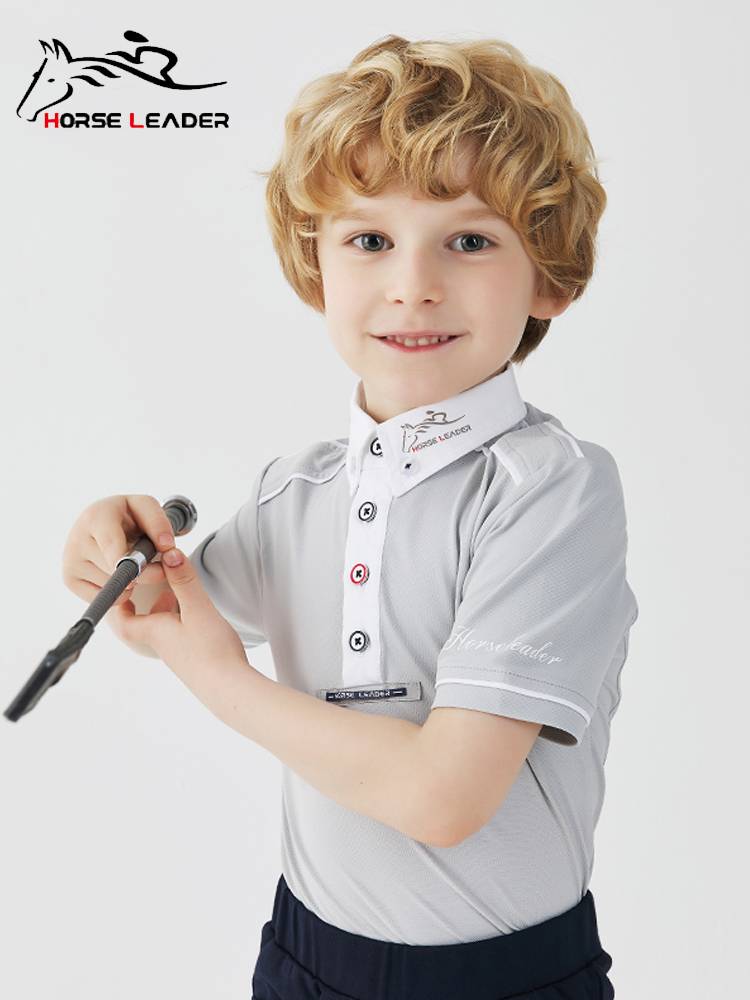 HorseLeader Summer Children's Equestrian T -shirt Riding Equipment with Short -sleeved Knight Clothing Competition Polo shirt