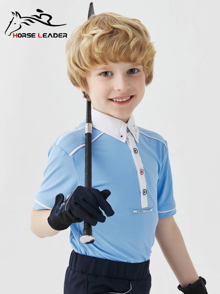 HorseLeader Summer Children's Equestrian T -shirt Riding Equipment with Short -sleeved Knight Clothing Competition Polo shirt