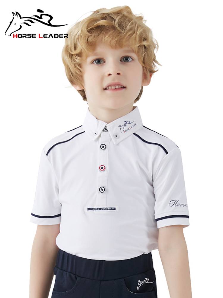 HorseLeader Summer Children's Equestrian T -shirt Riding Equipment with Short -sleeved Knight Clothing Competition Polo shirt