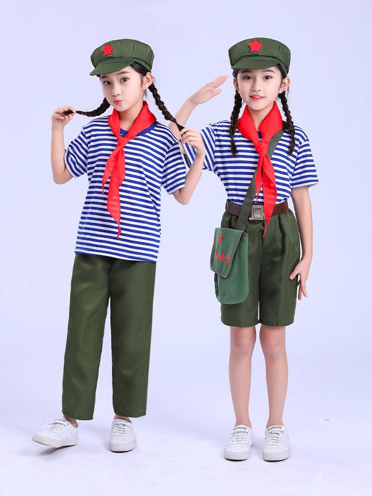 Children's sea soul shirt Little Red Army Learn Lei Feng educated youth clothing blue and green military men and women primary and secondary school students chorus clothes