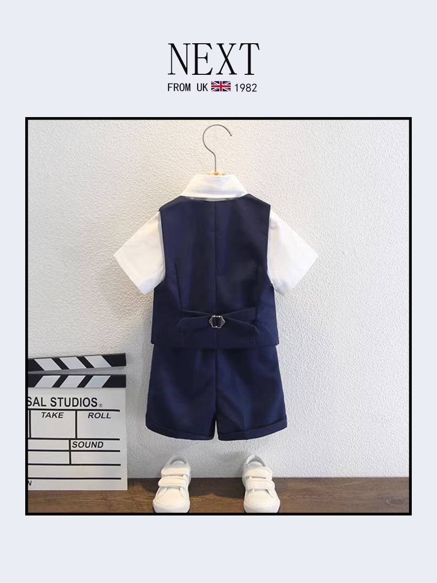 Next boy short -sleeved small suit gentleman dress set baby year old suit flower girl performance service summer summer