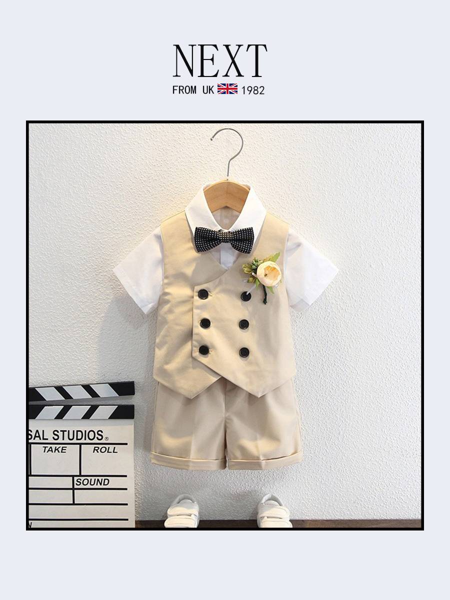 Next boy short -sleeved small suit gentleman dress set baby year old suit flower girl performance service summer summer