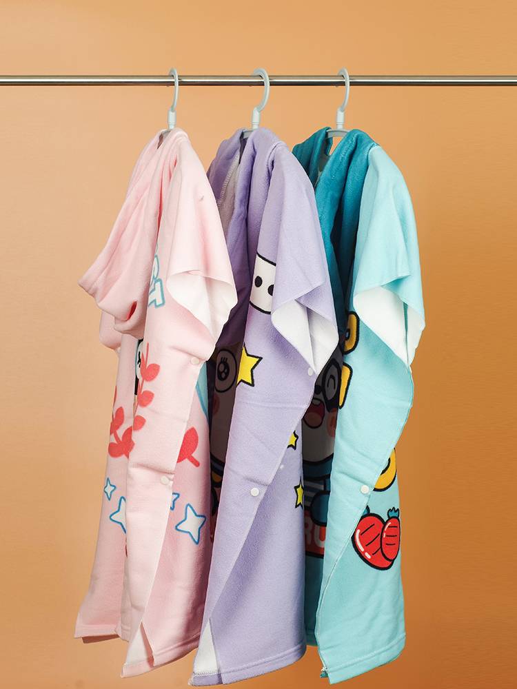 Children's bath towel cloak, water absorption, fast dry cartoon, male and female baby bathrobe, hats, wears swimming beach towel