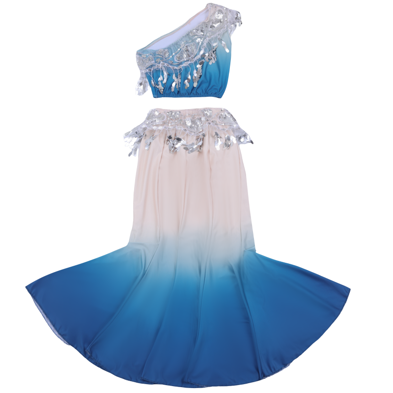 New children's Dai dance performance clothing slim hip fishtail skirt girl Dai peacock dance national practice skirt