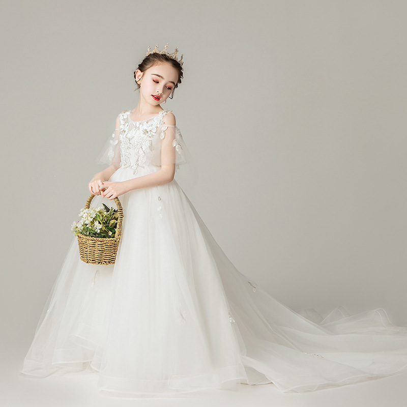 Children's flower boy wedding dress evening dress dragging girl princess skirt Panton birthday piano show hosted performances